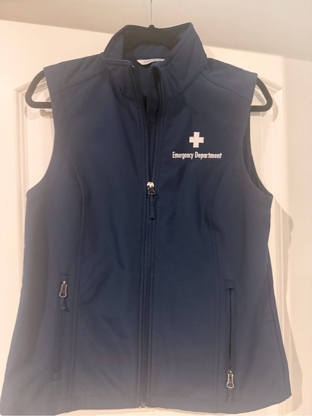 Port Authority Women's Navy Softshell Vest with Emergency Department Logo